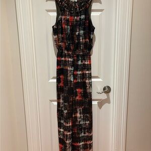 Anthro Black and Red Sleeveless Jumpsuit